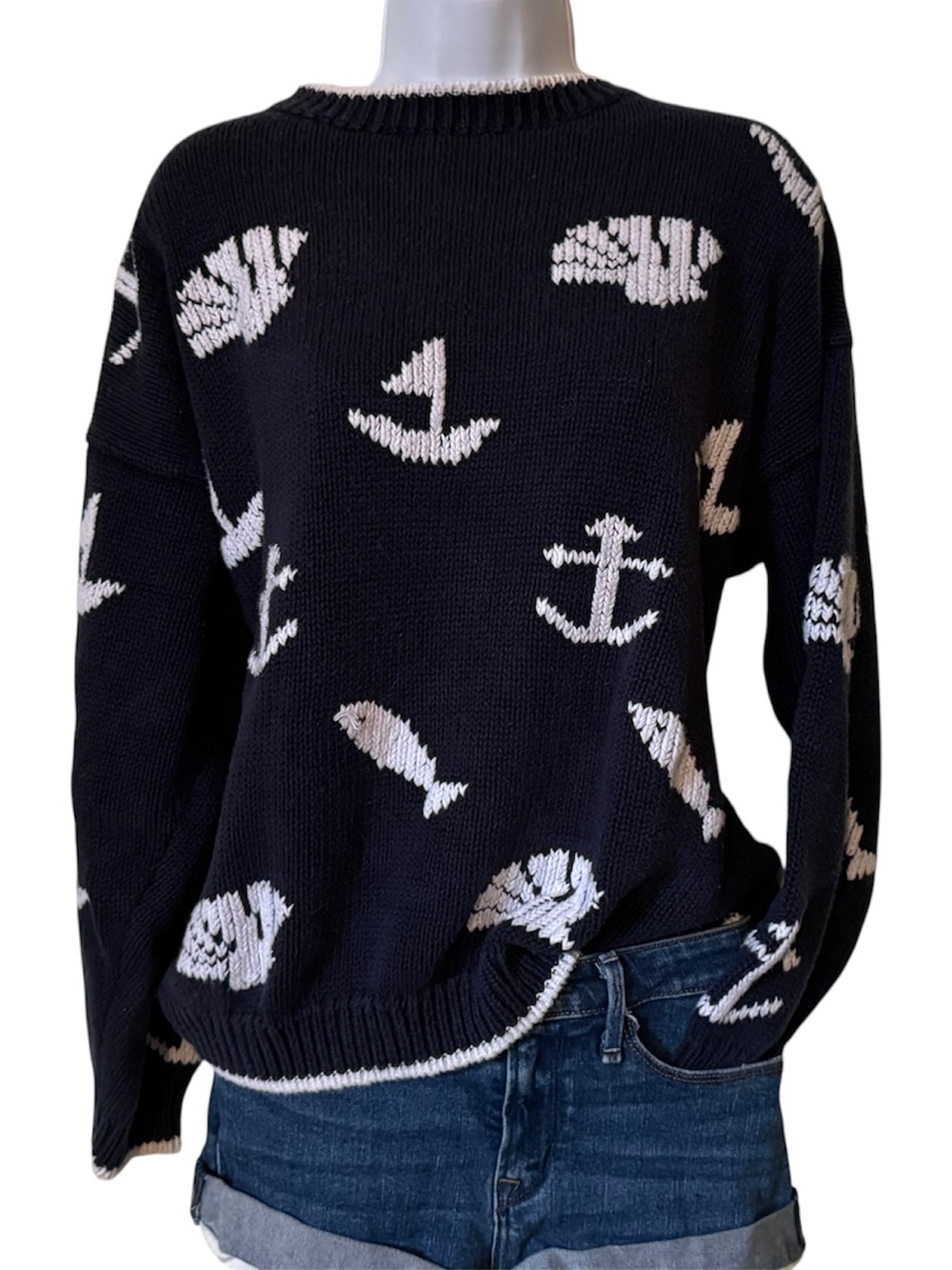 Vintage 90s Tarazzia Nautical Chunky Knit Sweater - Size Large